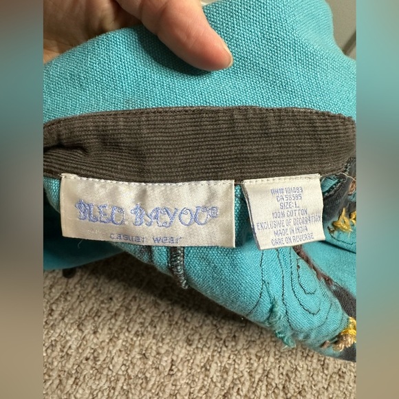 Bleu Bayou Be Happy Blue Hipster Western Button Down Embroidered Shirt size L - Picture 6 of 9